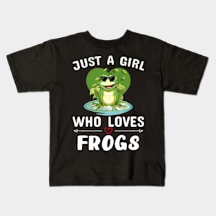 Just A Girl Who Loves Frogs Cute Frog Kids T-Shirt